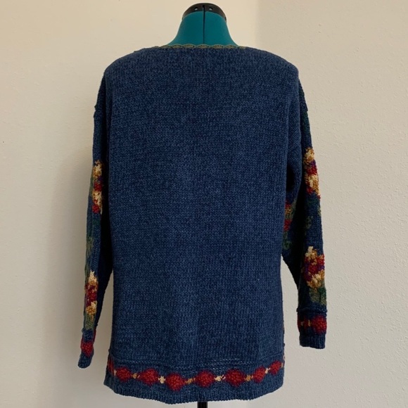 Hand Knit Ivy Vintage Embellished Tunic Sweater, grandma core, cottagecore, M - Picture 6 of 16